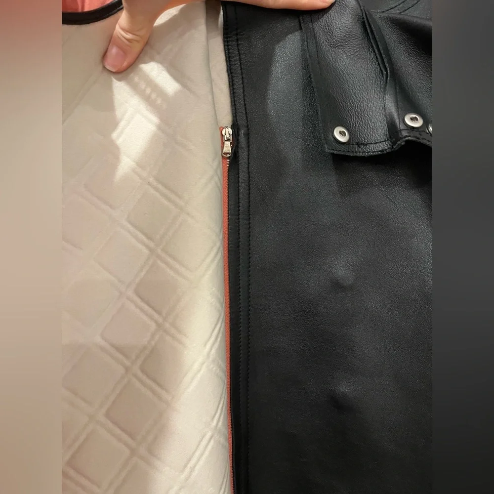 3.1 Phillip Lim Coral and Black Neoprene & Leather Coat - Picture 6 of 13
